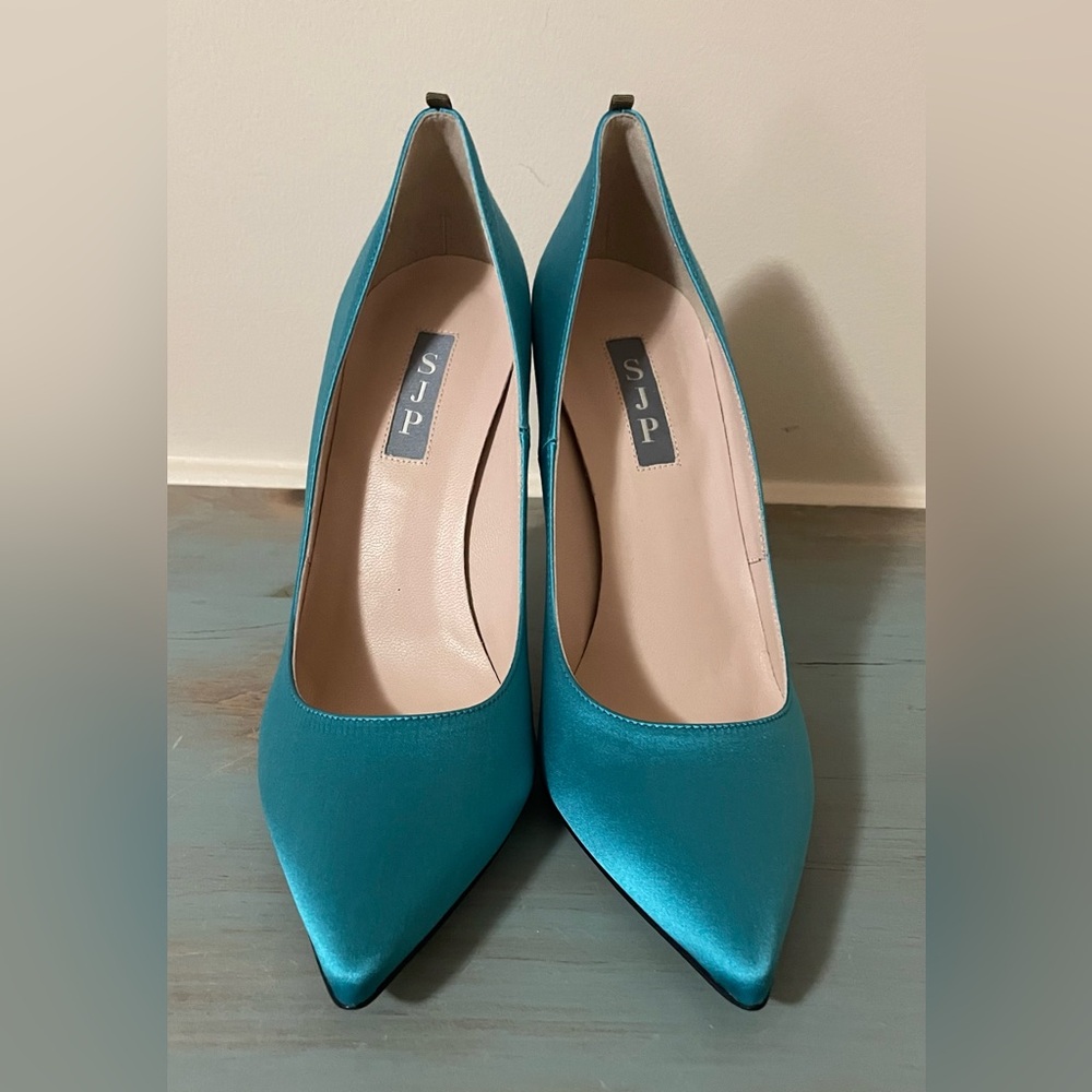 NEW EU 40/ US 9 SJP by Sarah Jessica Parker Fawn in Turquoise Satin